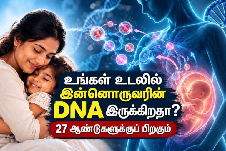 தாயிடமிருந்து குழந்தைக்கும் குழந்தையிடமிருந்து தாய்க்கும் செல்கள் பரிமாறும் மைக்ரோகைமரிசம் விளக்கப்படம்